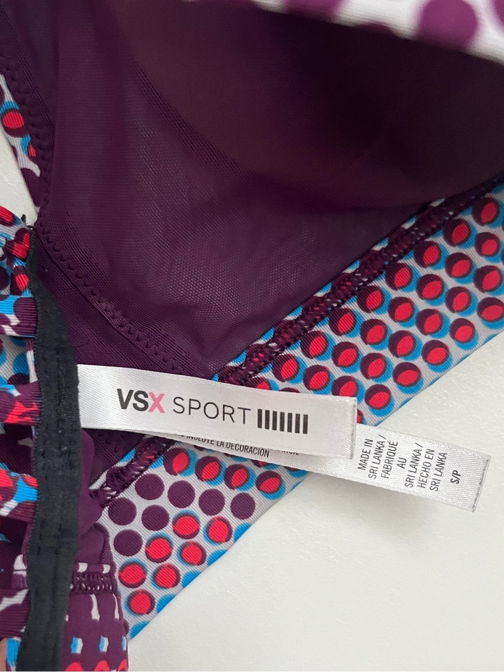 VSX Sport Strappy Back Sports Bra | Purple Multi Print | Small - Picture 3 of 3